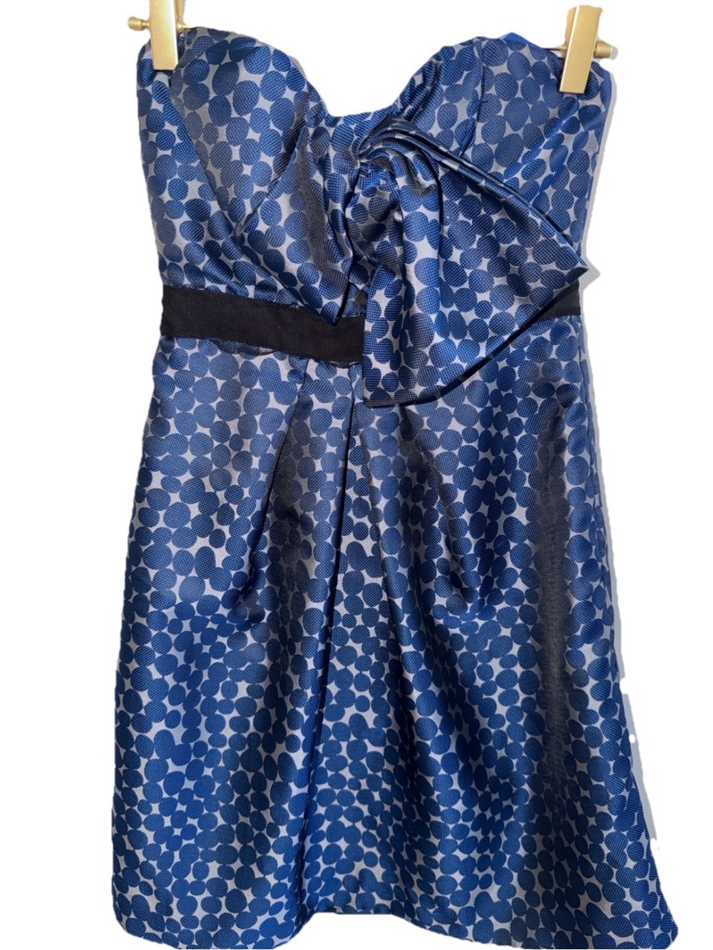 BCBG Max Azria Blue Strapless Mini Polka Dot Dress Sz. 2